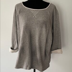 Jones New York Gray Top with Silver Accents